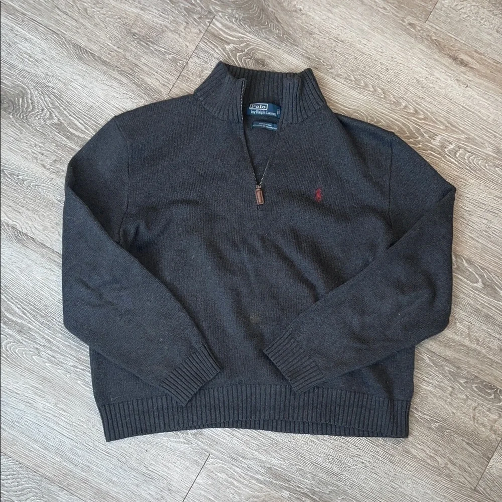 Polo Ralph Lauren gray Cotton Sweater 100% cotton quarter zip pullover do